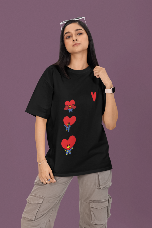Unisex V BLACK Terry Oversized Tee