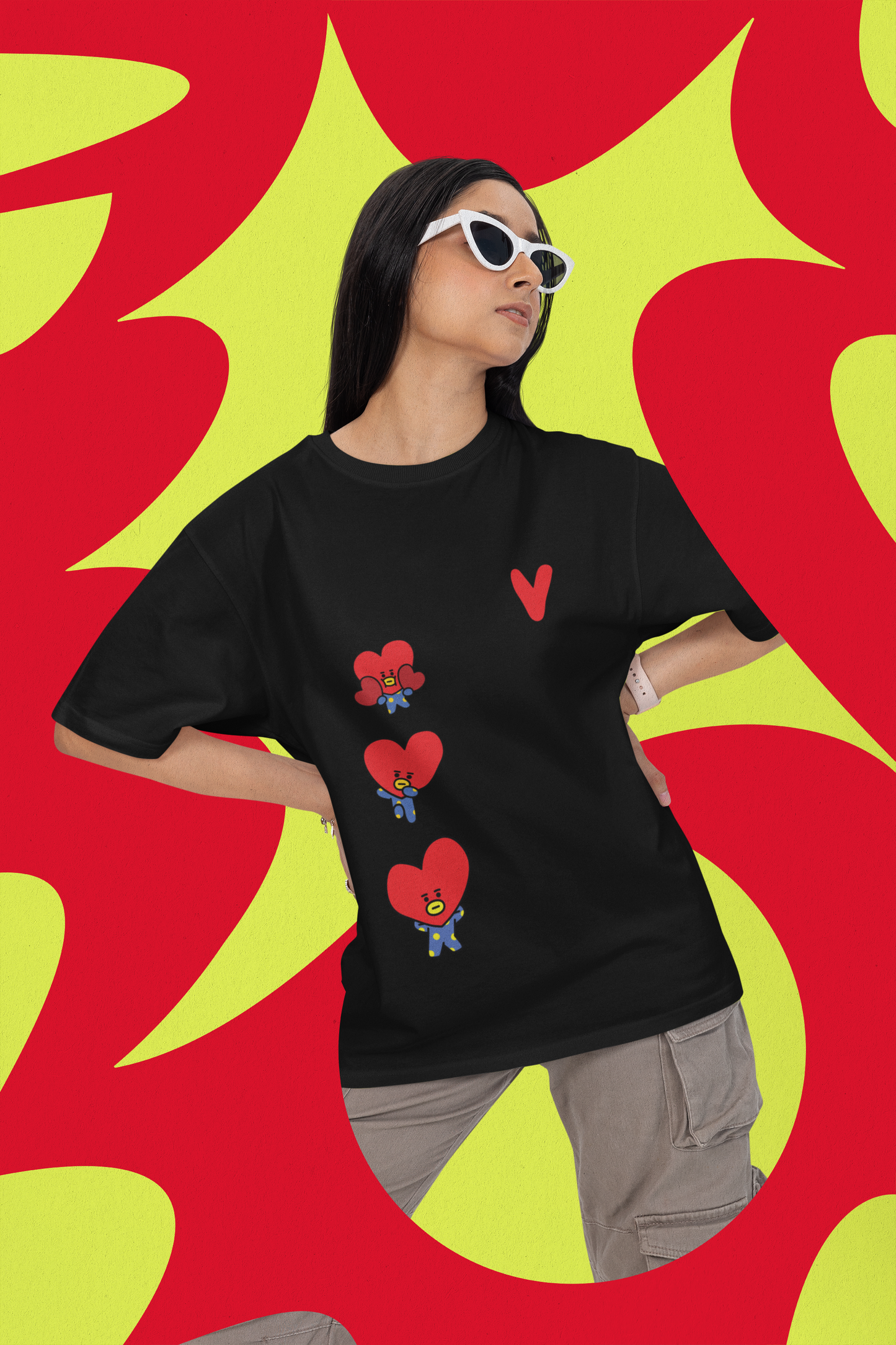 Unisex V BLACK Terry Oversized Tee